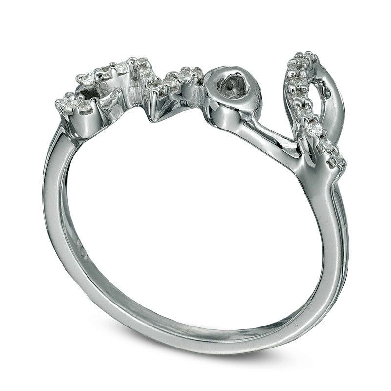 Natural Diamond Accent Cursive "love" Midi Ring in Sterling Silver