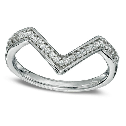 0.05 CT. T.W. Natural Diamond Deep Chevron Midi Ring in Sterling Silver