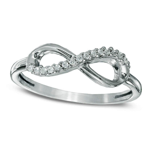 Natural Diamond Accent Sideways Infinity Midi Ring in Sterling Silver