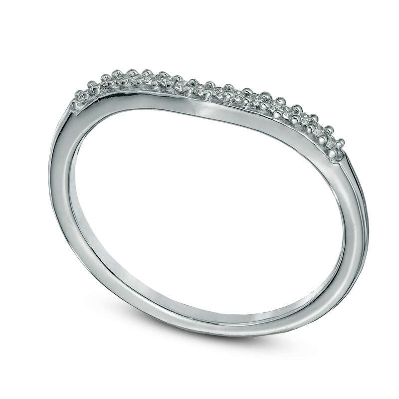 0.05 CT. T.W. Natural Diamond Chevron Midi Ring in Sterling Silver