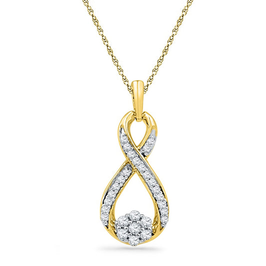 0.25 CT. T.W. Natural Diamond Infinity with Cluster Pendant in 10K Yellow Gold