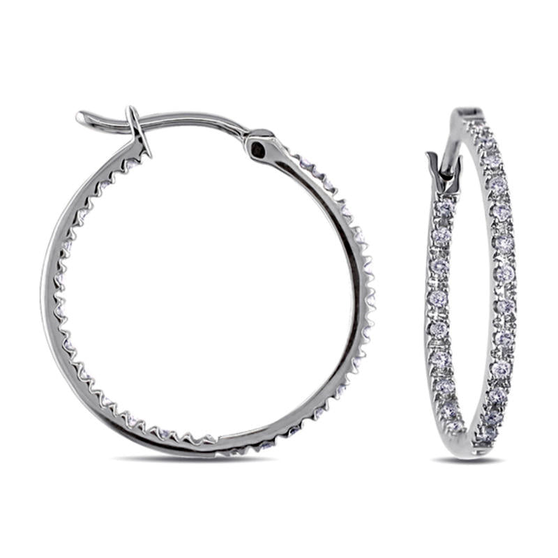 0.25 CT. T.W. Diamond Inside-Out Hoop Earrings in 10K White Gold