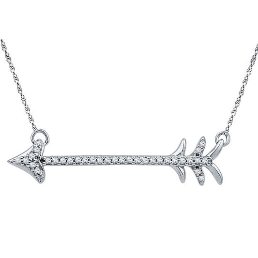 0.1 CT. T.W. Natural Diamond Arrow Necklace in Sterling Silver - 17"