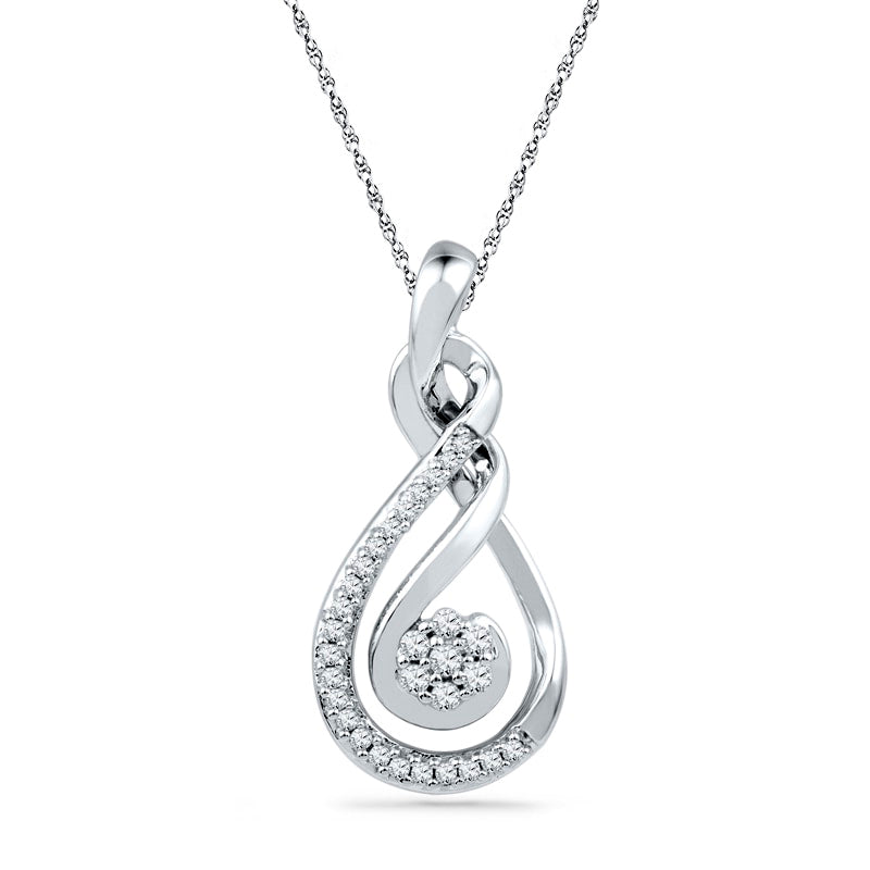 0.1 CT. T.W. Natural Diamond Infinity with Cluster Pendant in Sterling Silver