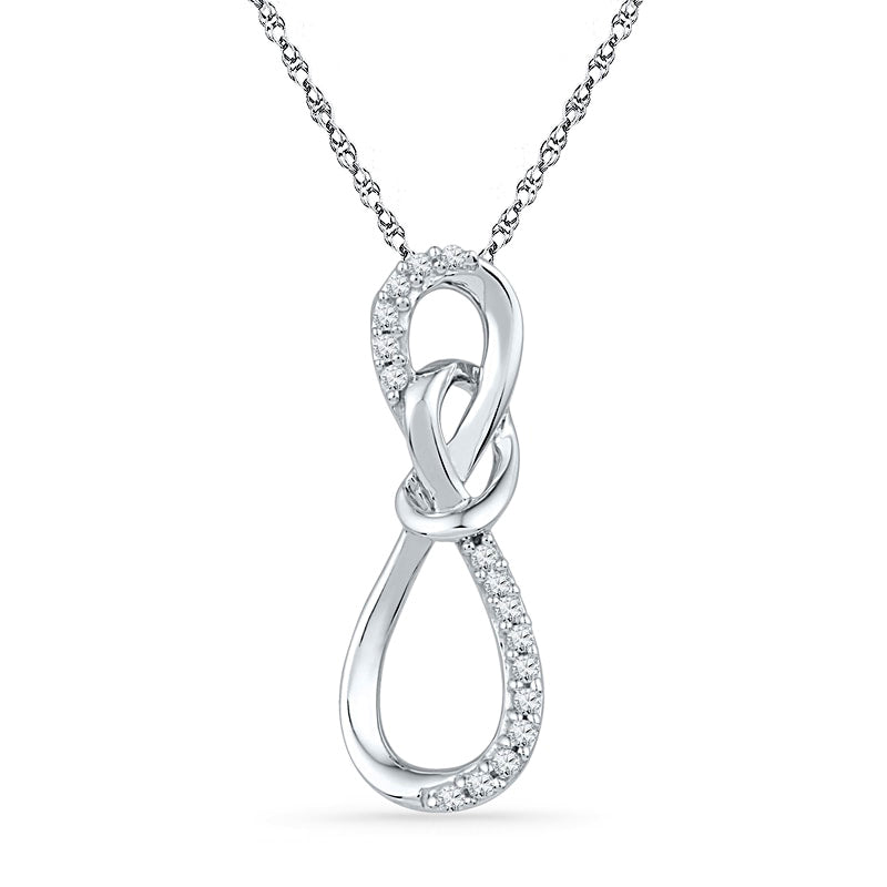 0.1 CT. T.W. Natural Diamond Infinity Knot Pendant in Sterling Silver