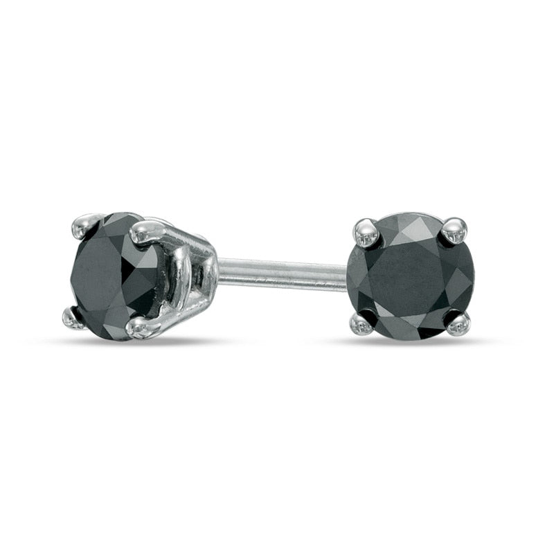 0.33 CT. T.W. Enhanced Black Diamond Solitaire Stud Earrings in 10K White Gold