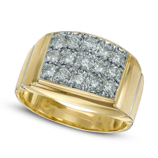 Men's 1.0 CT. T.W. Natural Diamond Square Composite Ring in Solid 10K Yellow Gold