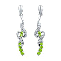 Peridot and 0.07 CT. T.W. Diamond Swirl Drop Earrings in Sterling Silver