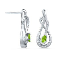 Pear-Shaped Peridot and 0.1 CT. T.W. Diamond Drop Earrings in Sterling Silver