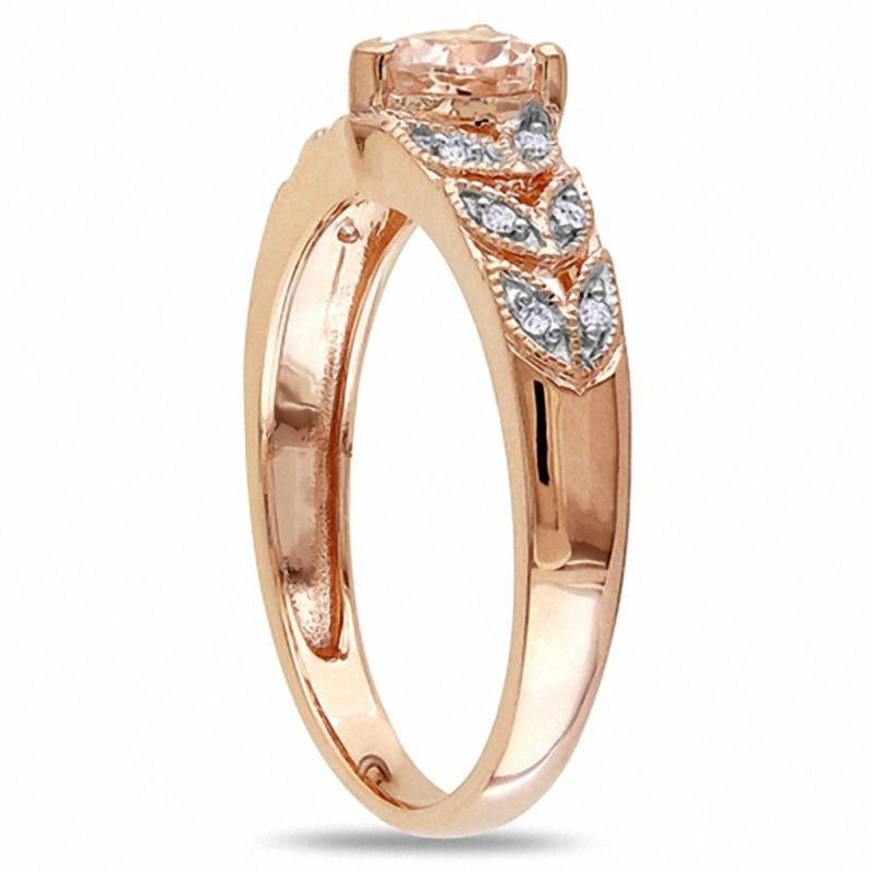 Heart-Shaped Morganite and Natural Diamond Accent Ring in Solid 10K Rose Gold