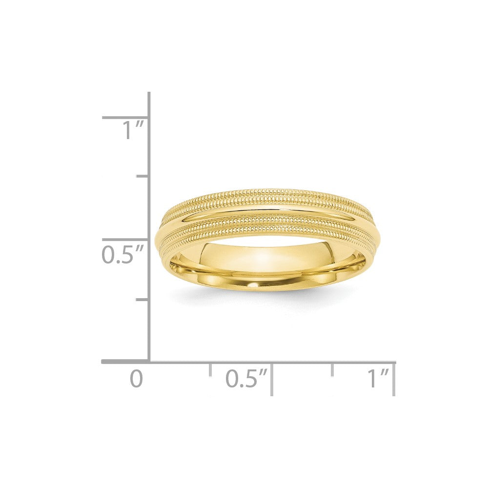 Solid 10K Yellow Gold 5mm Double Milgrain Comfort Fit Men's/Women's Wedding Band Ring Size 12.5