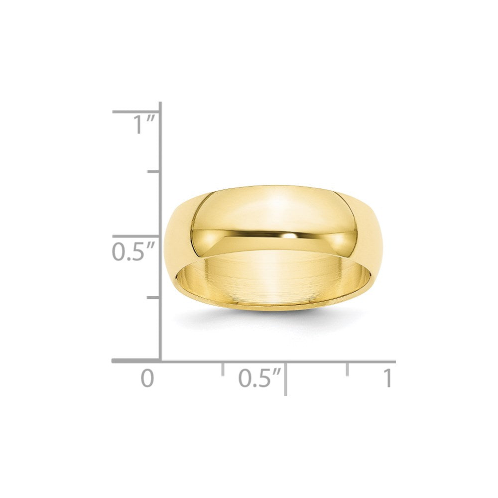 Solid 10K Yellow Gold 7mm Half-Round Wedding Men's/Women's Wedding Band Ring Size 7