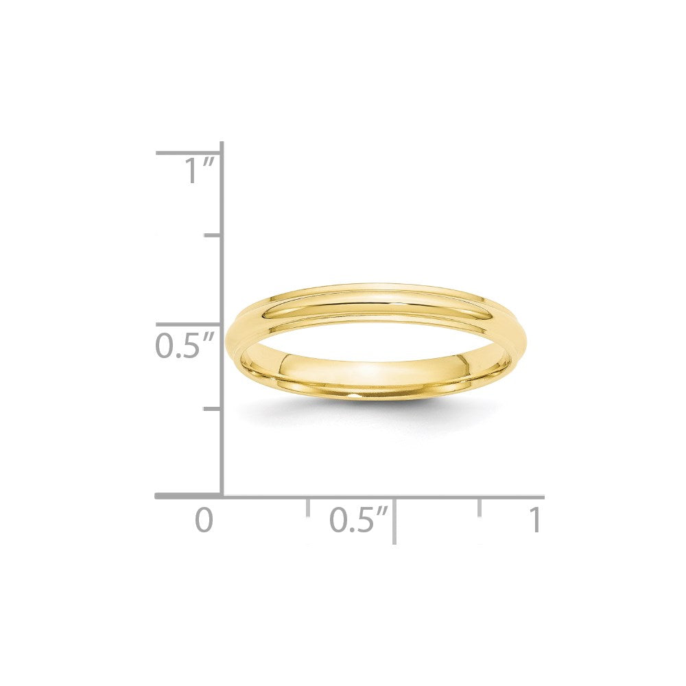 Solid 10K Yellow Gold 3mm Half Round with Edge Men's/Women's Wedding Band Ring Size 8.5