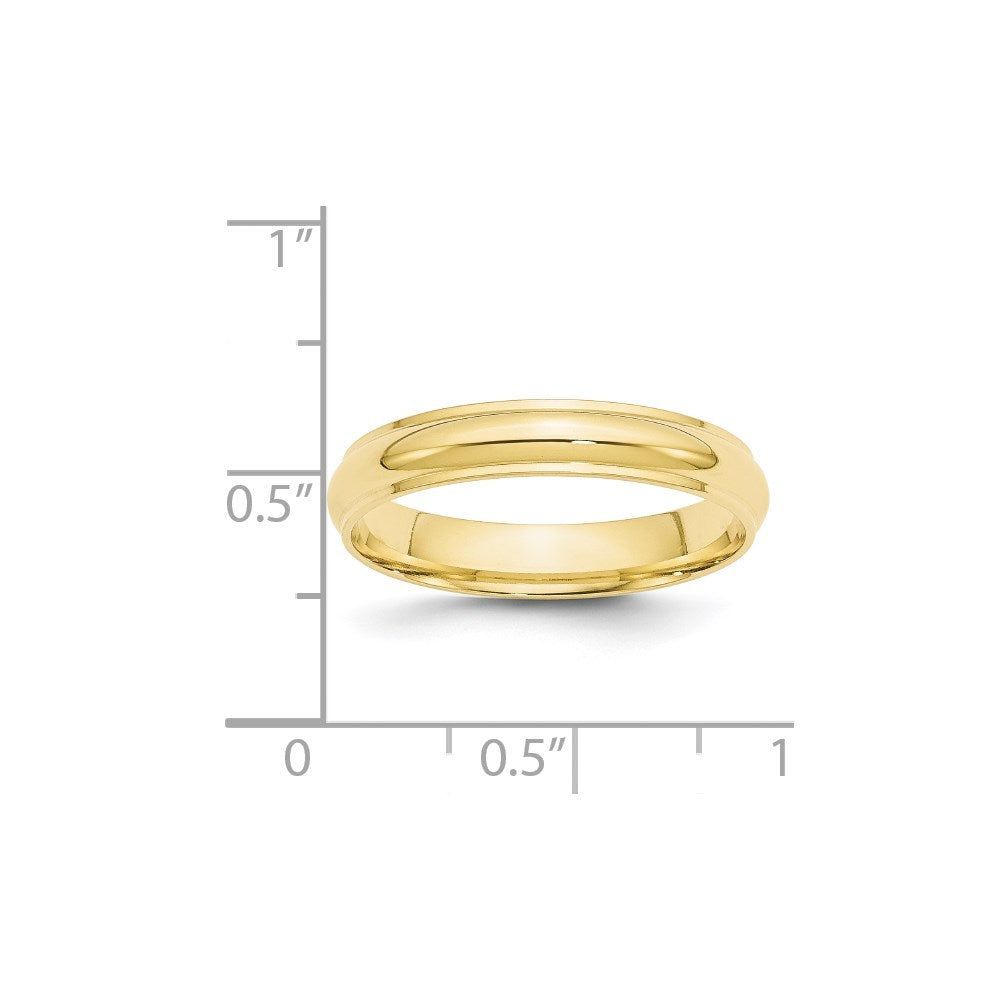 Solid 10K Yellow Gold 4mm Half Round with Edge Men's/Women's Wedding Band Ring Size 12