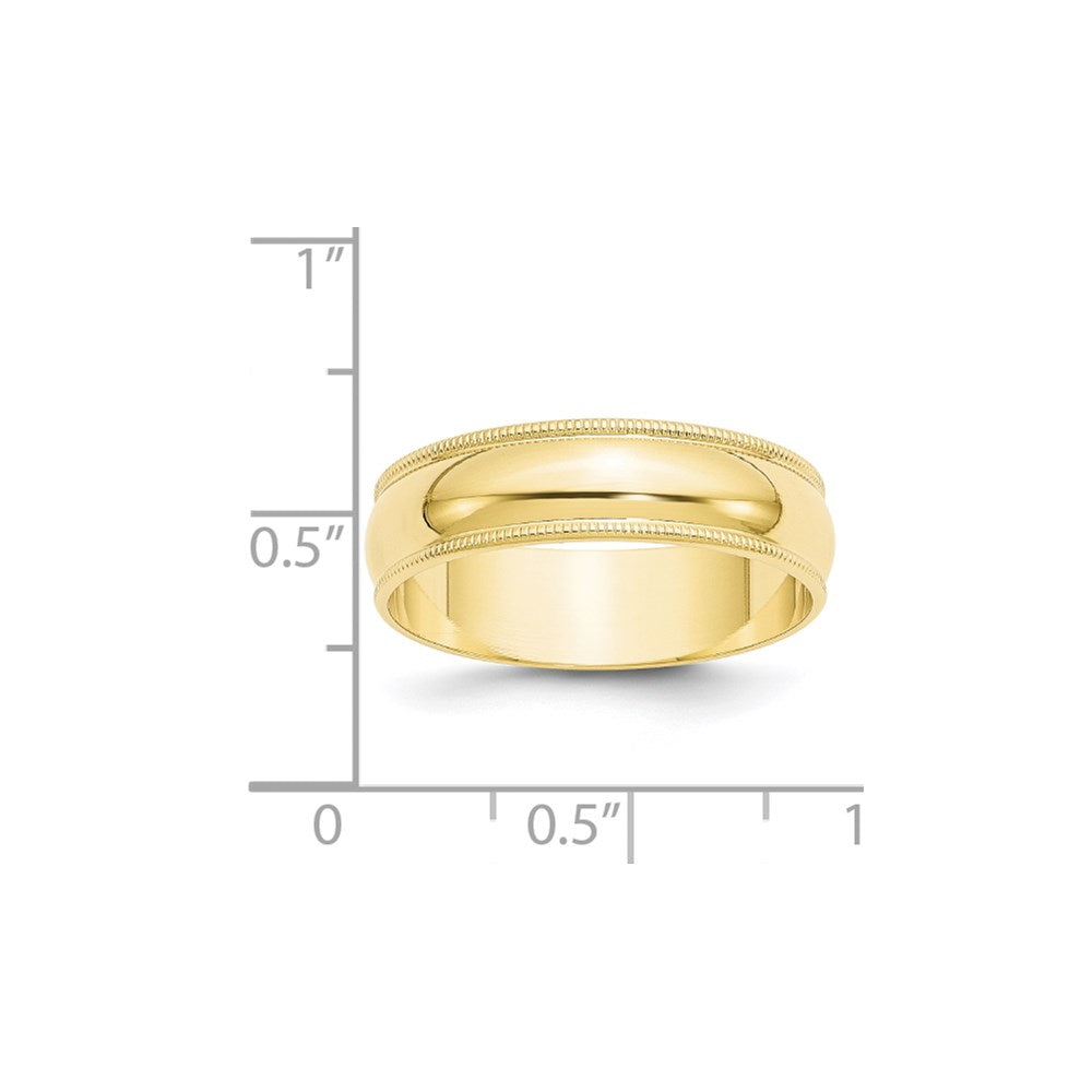 Solid 10K Yellow Gold 6mm Light Weight Milgrain Half Round Men's/Women's Wedding Band Ring Size 6.5