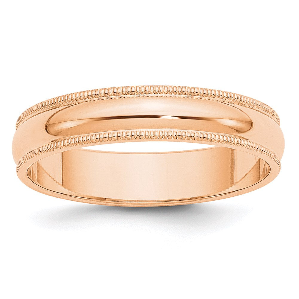 Solid 10K Yellow Gold Rose Gold 5mm Milgrain Half-Round Wedding Men's/Women's Wedding Band Ring Size 5.5