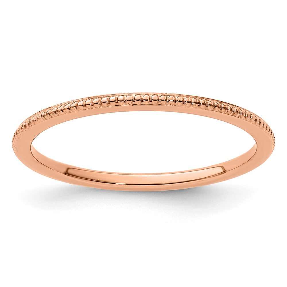 14K Rose Gold 1.2mm Bead Stackable Band