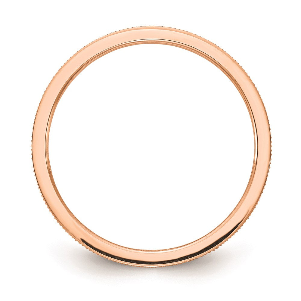 14K Rose Gold 1.2mm Line Pattern Stackable Band