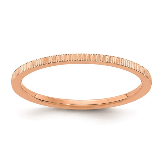 14K Rose Gold 1.2mm Line Pattern Stackable Band