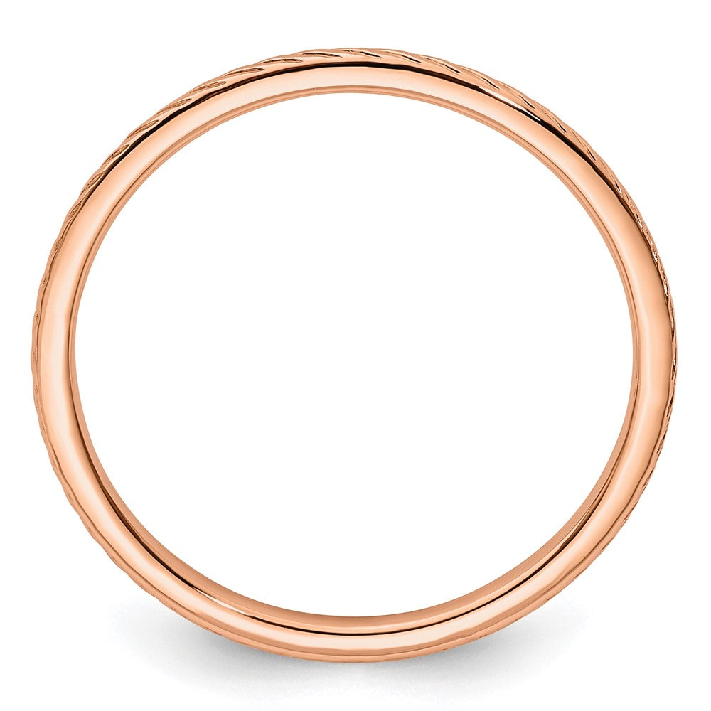 14K Rose Gold 1.2mm Twisted Wire Pattern Stackable Band