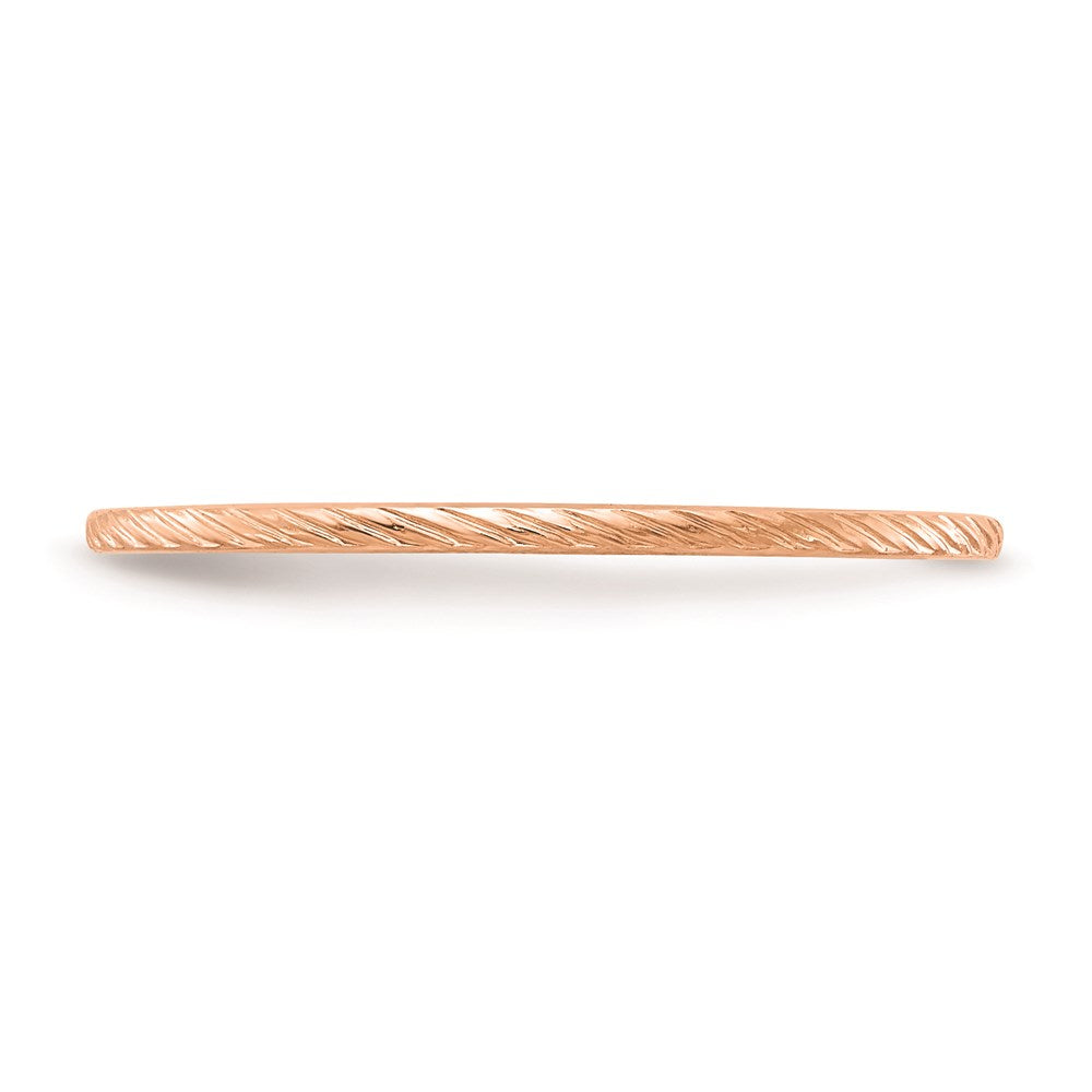 14K Rose Gold 1.2mm Twisted Wire Pattern Stackable Band