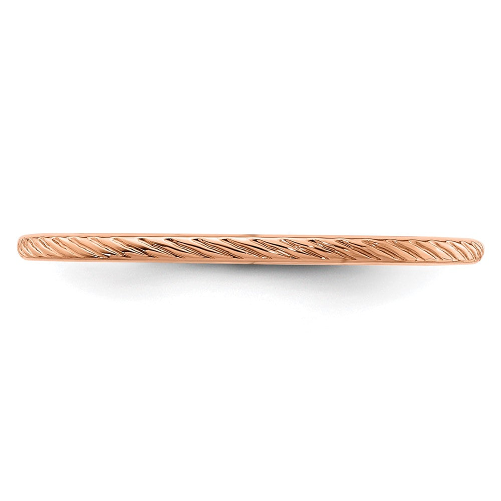 14K Rose Gold 1.2mm Twisted Wire Pattern Stackable Band