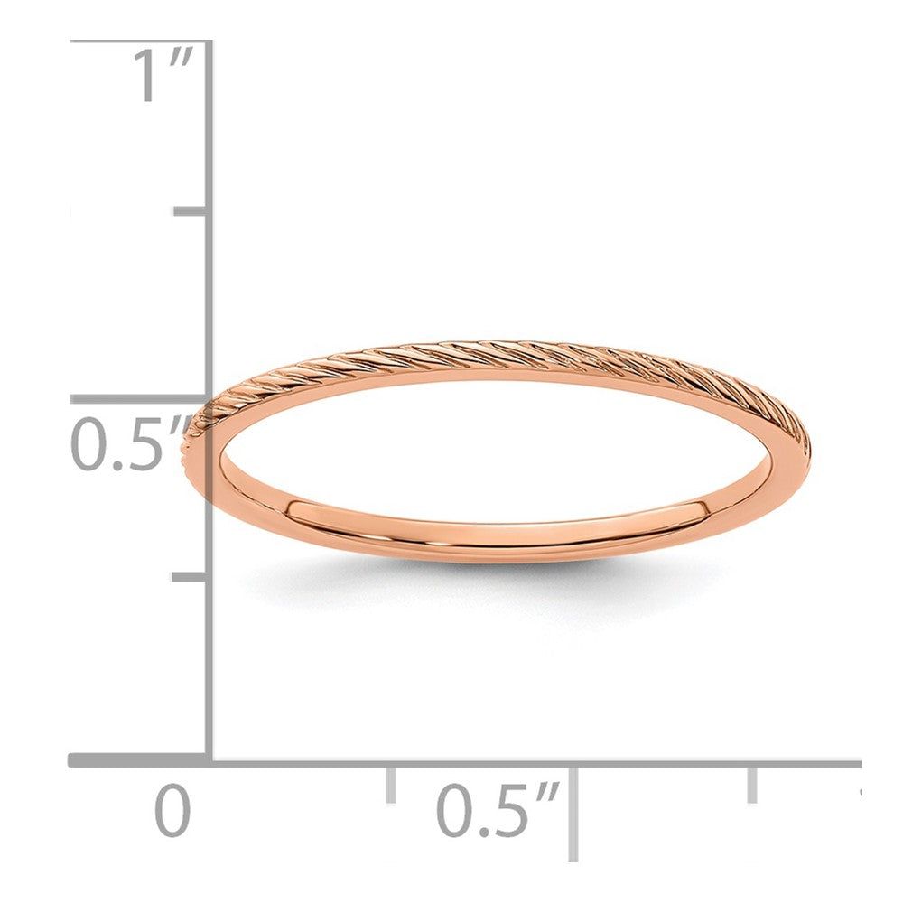 14K Rose Gold 1.2mm Twisted Wire Pattern Stackable Band