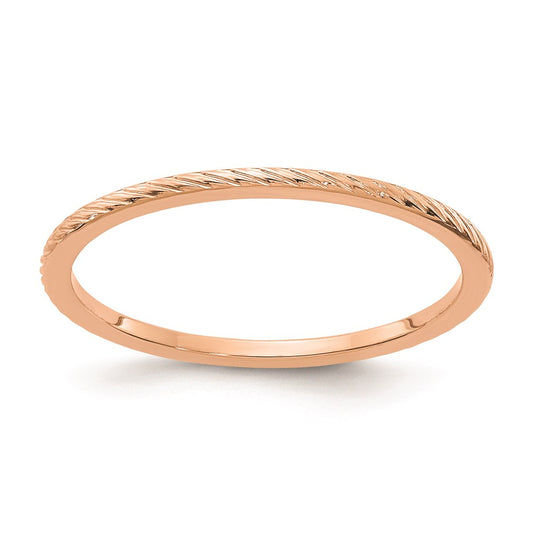 10k rose gold 1 2mm twisted wire pattern stackable band 1stk22 120r 10