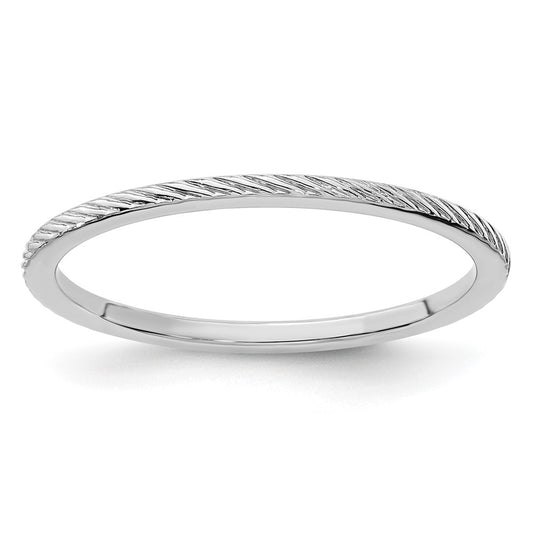 14K White Gold 1.2mm Twisted Wire Pattern Stackable Band