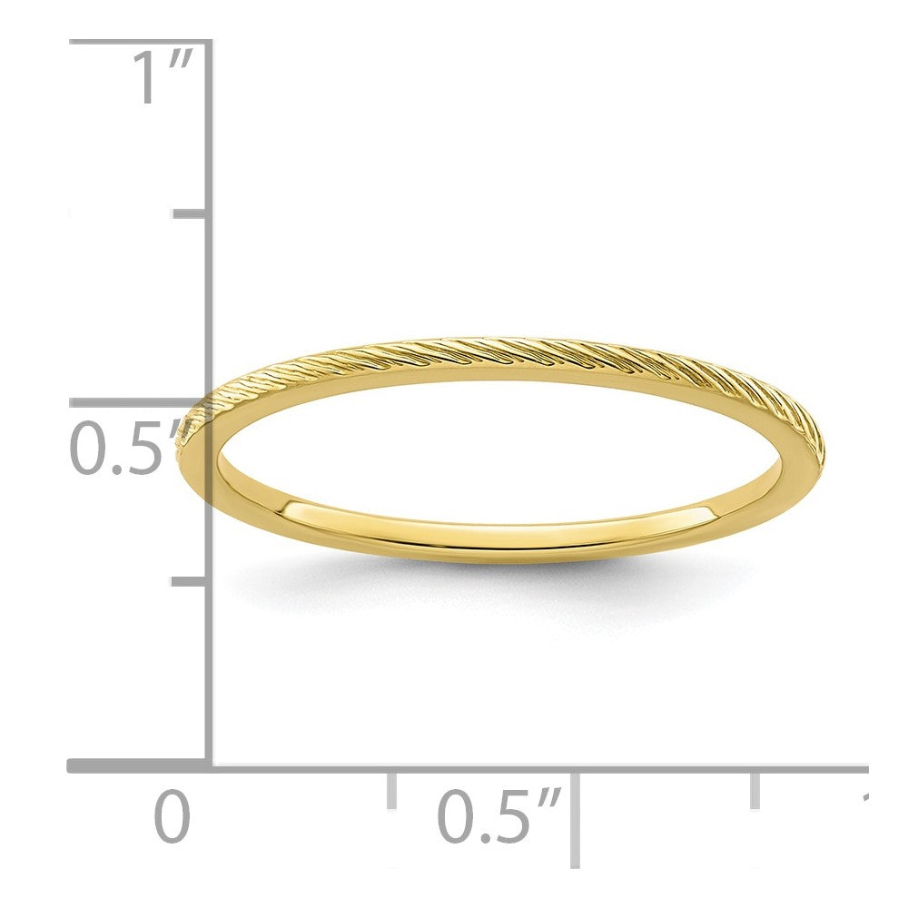 10K Gold 1.2mm Twisted Wire Pattern Stackable Band