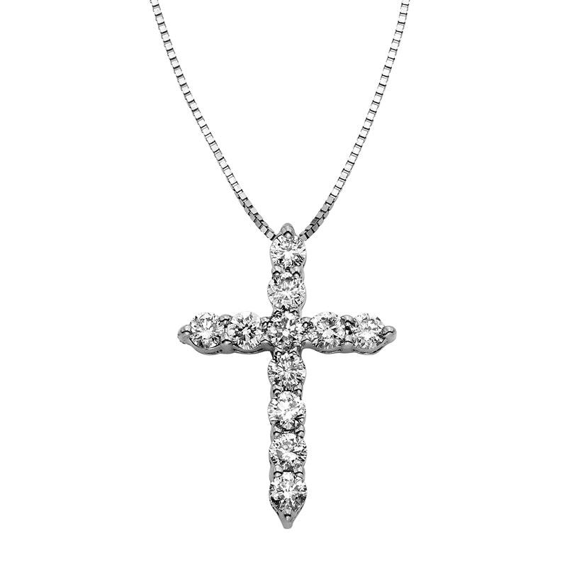 0.5 CT. T.W. Certified Natural Diamond Cross Pendant in 14K White Gold (I/I2)