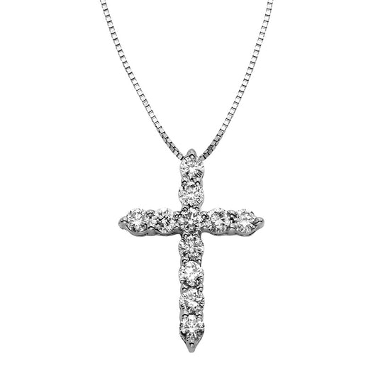 0.5 CT. T.W. Certified Natural Diamond Cross Pendant in 14K White Gold (I/I2)