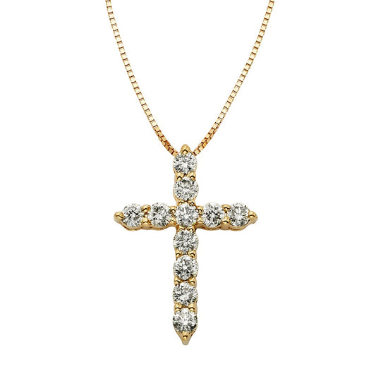 0.5 CT. T.W. Certified Natural Diamond Cross Pendant in 14K Gold (I/I2)