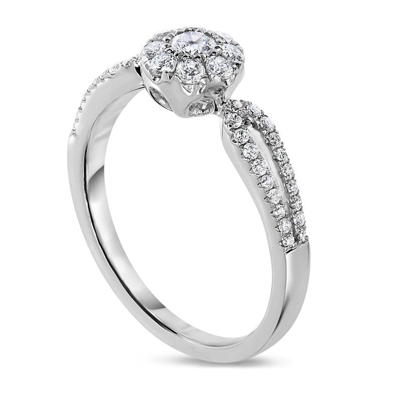 0.50 CT. T.W. Natural Diamond Split Shank Engagement Ring in Solid 10K White Gold