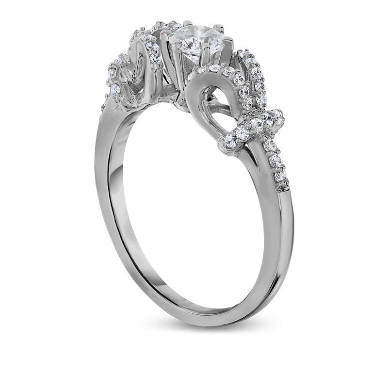 0.63 CT. T.W. Natural Diamond Collar Engagement Ring in Solid 14K White Gold