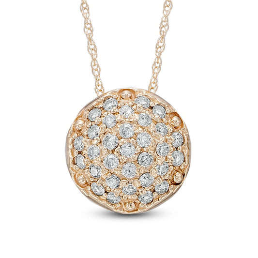 0.33 CT. T.W. Natural Diamond Cluster Pendant in 10K Yellow Gold