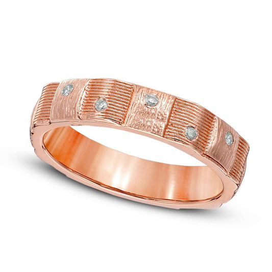 Natural Diamond Accent Weave Band in Solid 10K Rose Gold