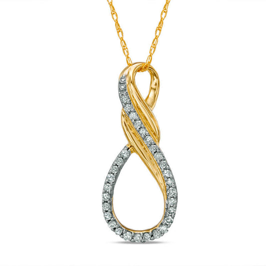 0.1 CT. T.W. Natural Diamond Infinity Pendant in 10K Yellow Gold