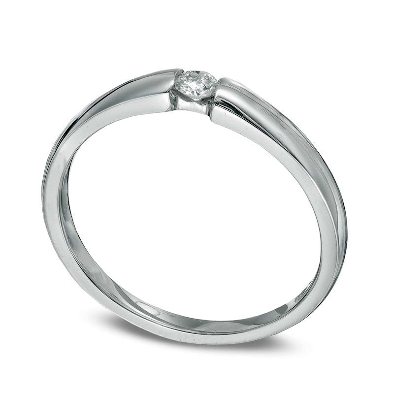 Natural Clarity Enhanced Diamond Accent Solitaire Promise Ring in Solid 10K White Gold