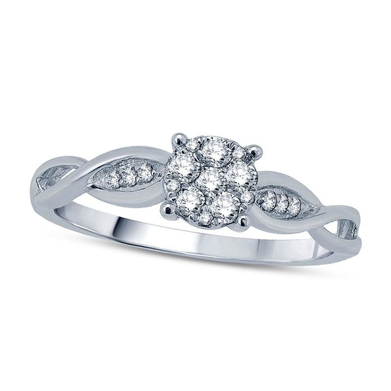 0.25 CT. T.W. Composite Natural Diamond Twist Shank Engagement Ring in Solid 10K White Gold