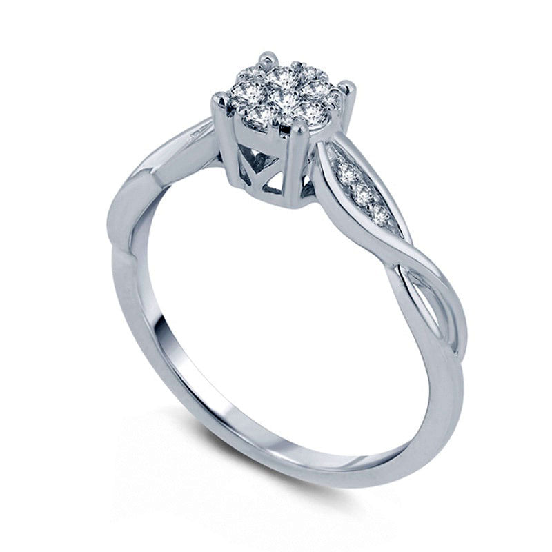 0.25 CT. T.W. Composite Natural Diamond Twist Shank Engagement Ring in Solid 10K White Gold