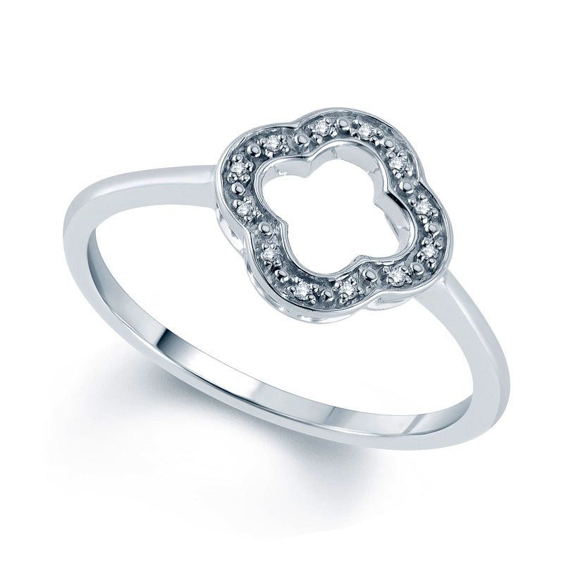 Natural Diamond Accent Clover Outline Ring in Sterling Silver