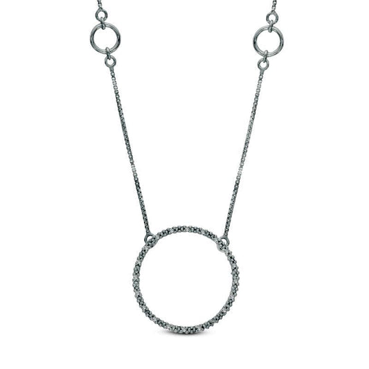 0.1 CT. T.W. Natural Diamond Circle Station Necklace in Sterling Silver - 17"