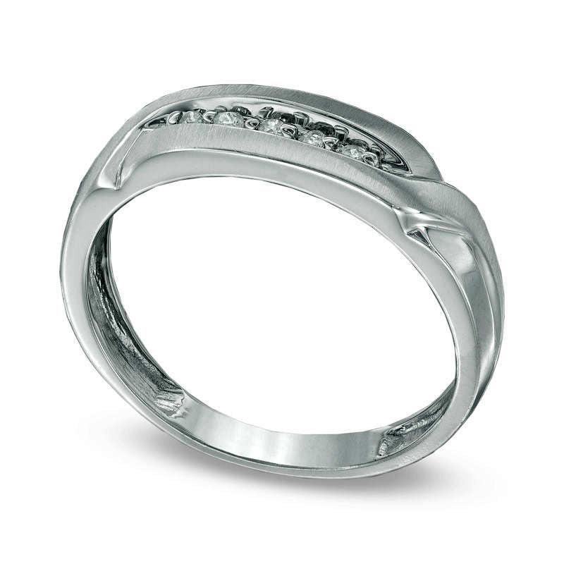 Men's Natural Diamond Accent Wedding Band in Solid 10K White Gold