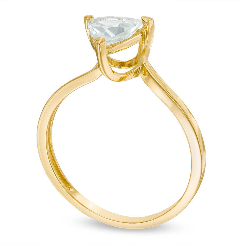 6.0mm Trillion-Cut Aquamarine Ring in Solid 10K Yellow Gold