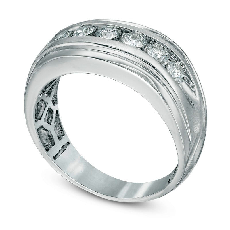 Men's 1.0 CT. T.W. Natural Diamond Wedding Band in Solid 10K White Gold