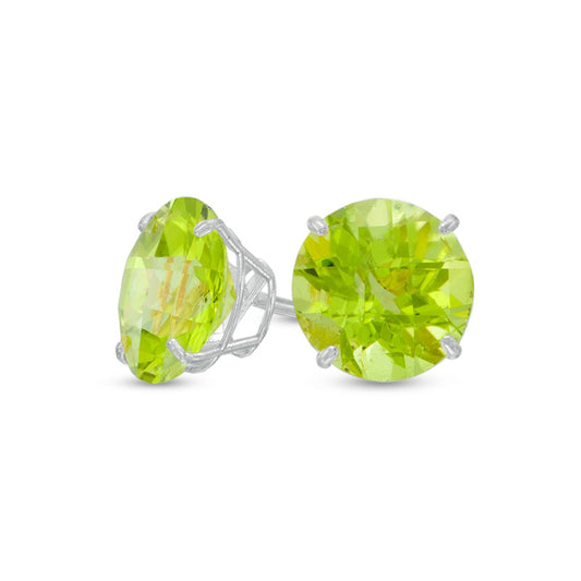 8.0mm Peridot Stud Earrings in 10K White Gold