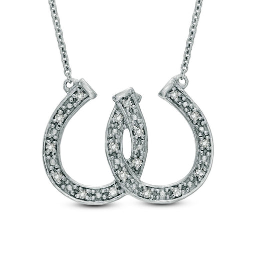 0.1 CT. T.W. Natural Diamond Double Horseshoe Necklace in Sterling Silver