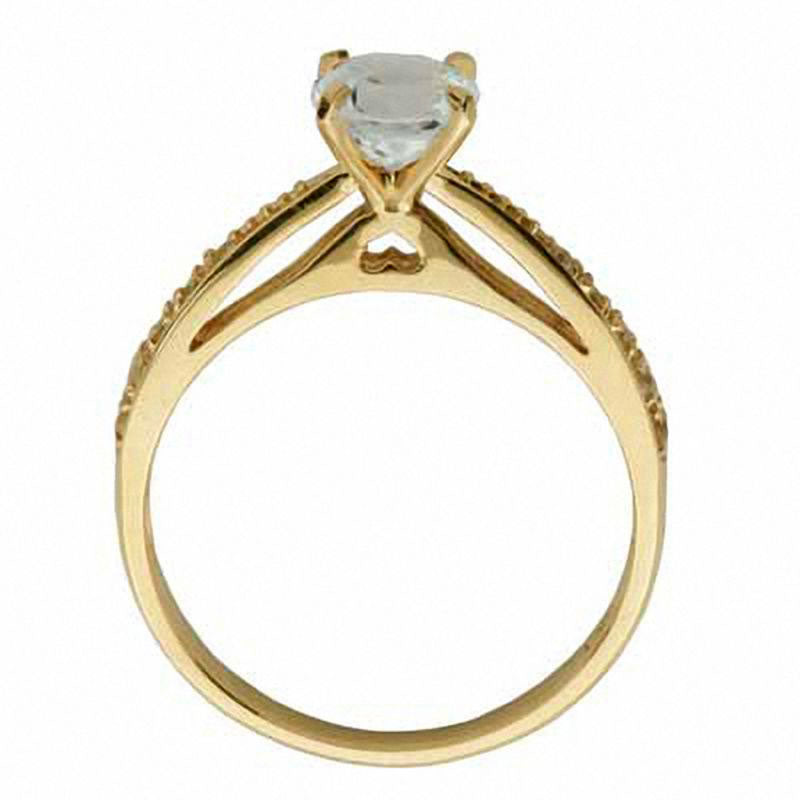 6.0mm White Topaz Engagement Engagement Ring in Solid 10K Yellow Gold