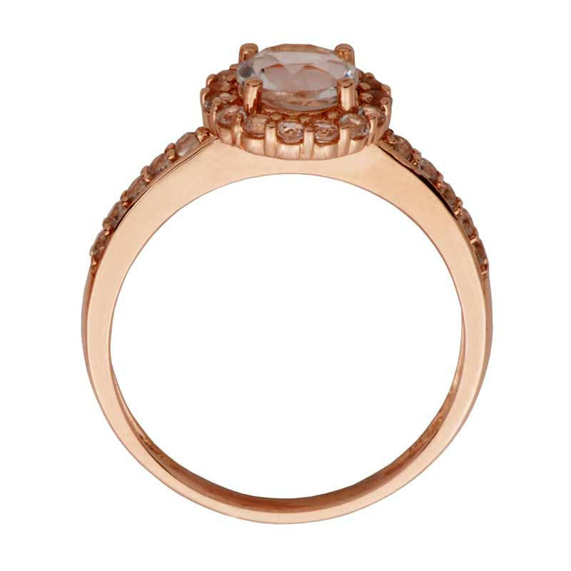 6.0mm White Topaz Frame Bridal Engagement Ring Set in Solid 10K Rose Gold